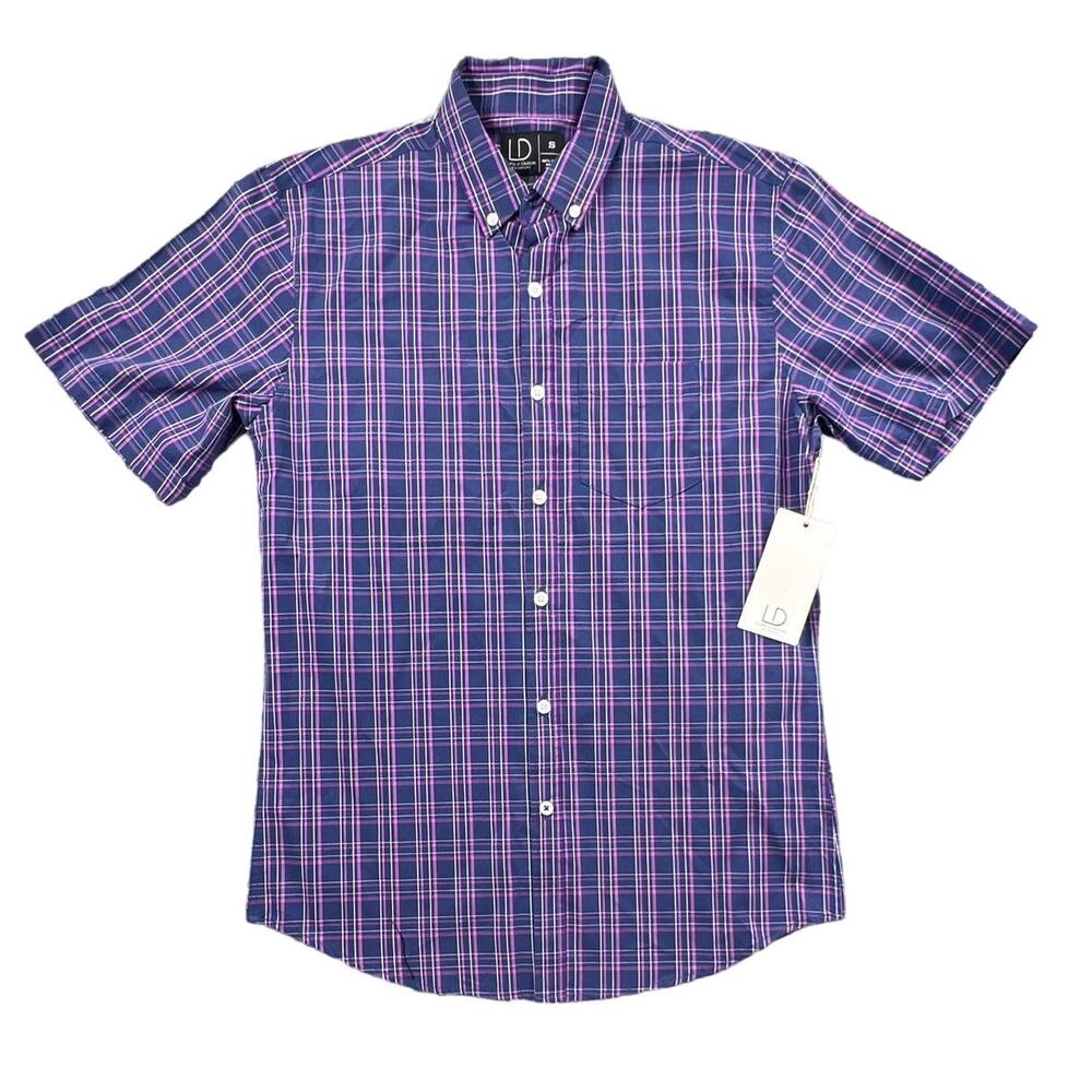 Luke & Dutch Men's Blue Plaid Button Down Shirt Size Small S New